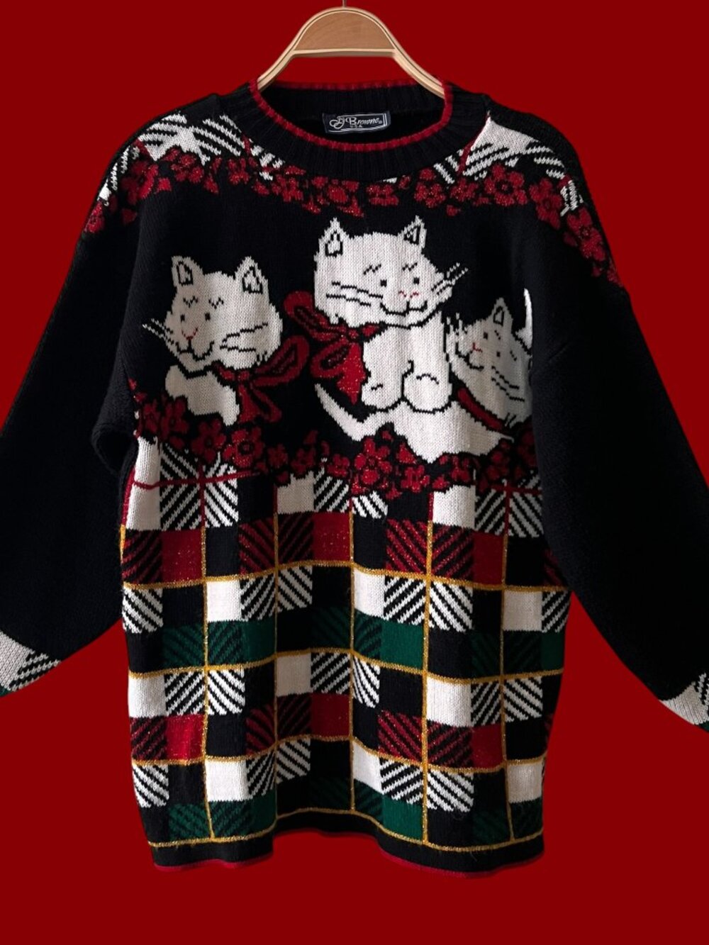 Vintage 80s Cat Sweater, Novelty, Size Medium ?